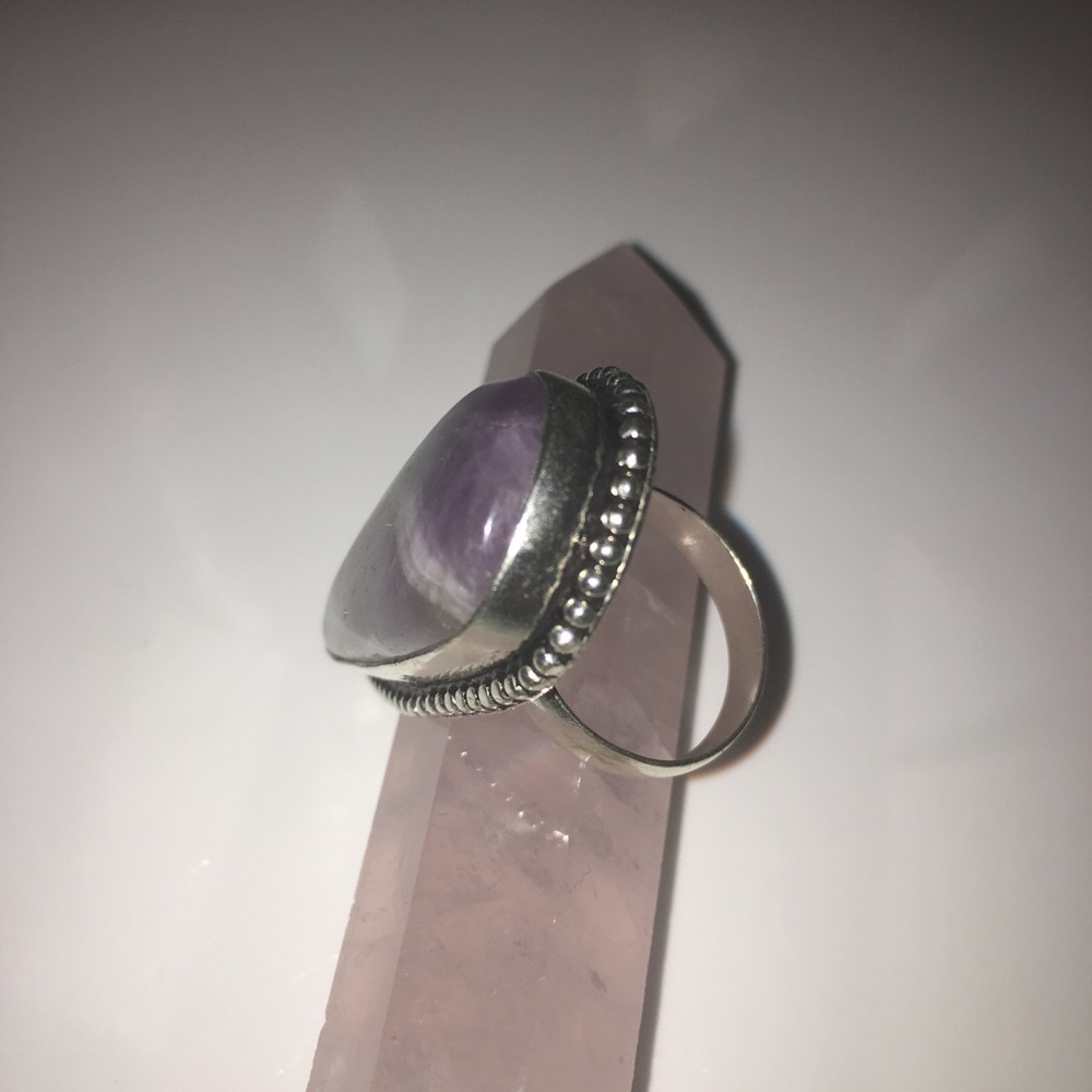 LACE AMETHYST/WHITE TOPAZ STERLING SILVER RING 💍 - Picture 3 of 8